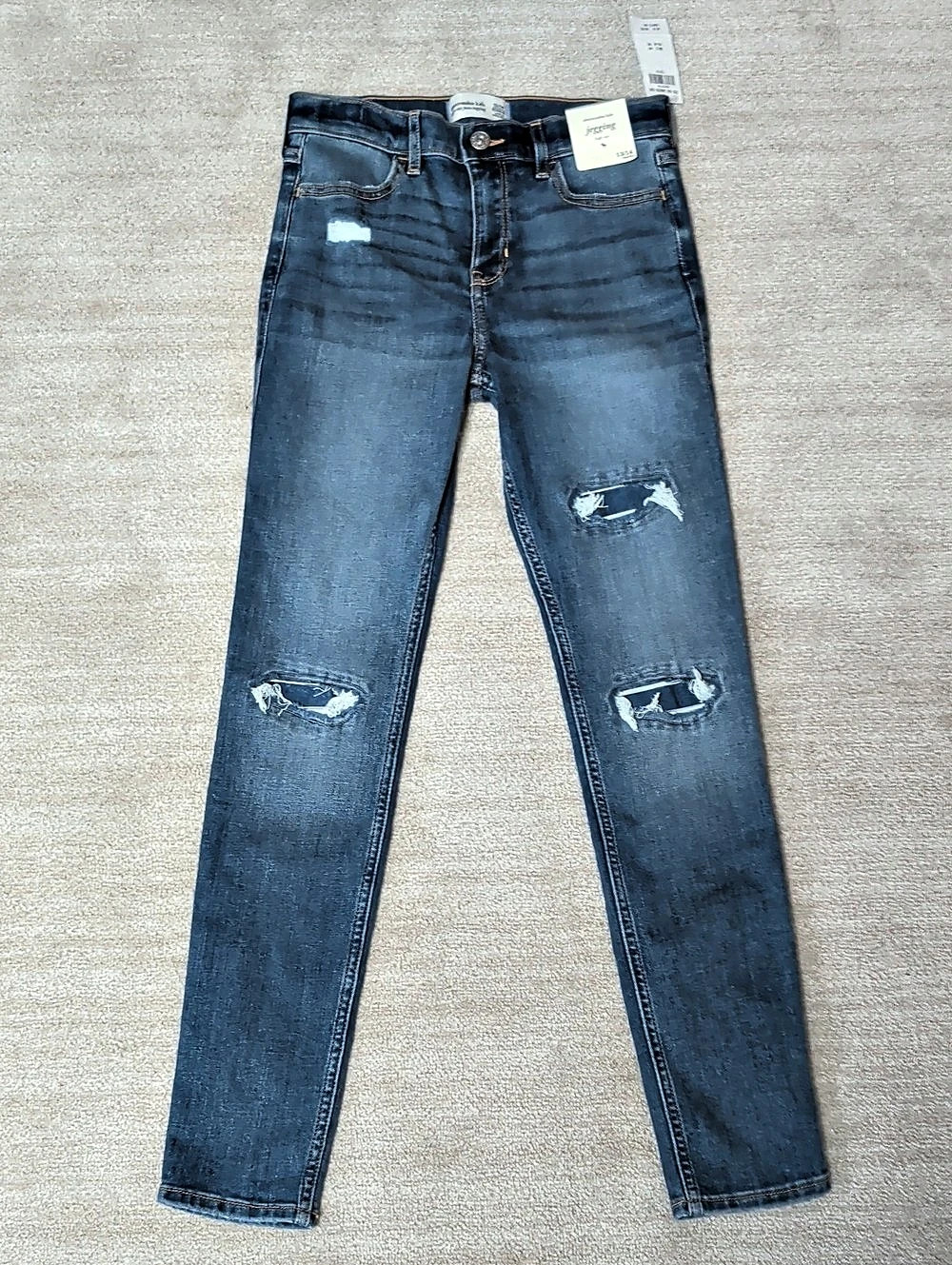 NWT! Abercrombie Kids Rise Jean Jegging Distressed Jeans in Blue Girls 13/14 NWT